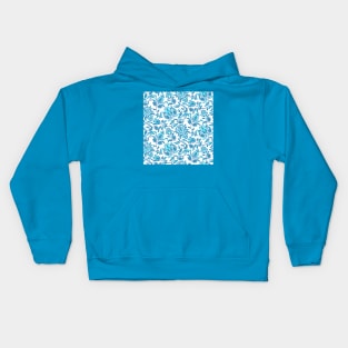 Blue Paisley White Background Kids Hoodie